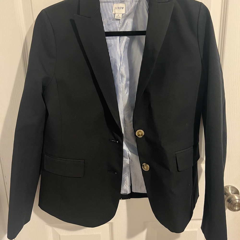 J.Crew Black Blazer with Striped Lining